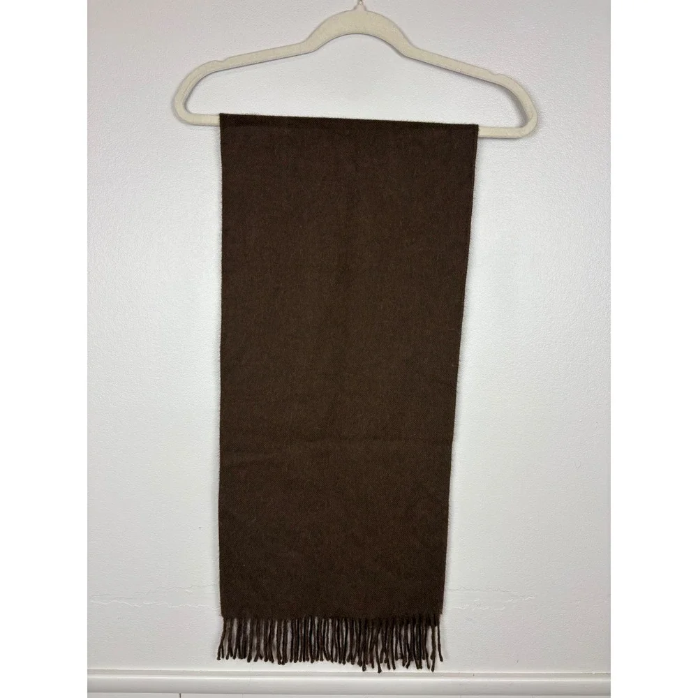 Condor Tips 100% Baby Alpaca Rectangular Scarf OS Brown Fringe Soft Cozy Classic